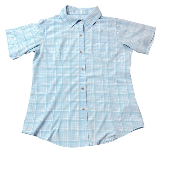 Light Blue Casual Button Down Shirt Plaid Design Pastel Little donkey Andy L - Picture 1 of 5